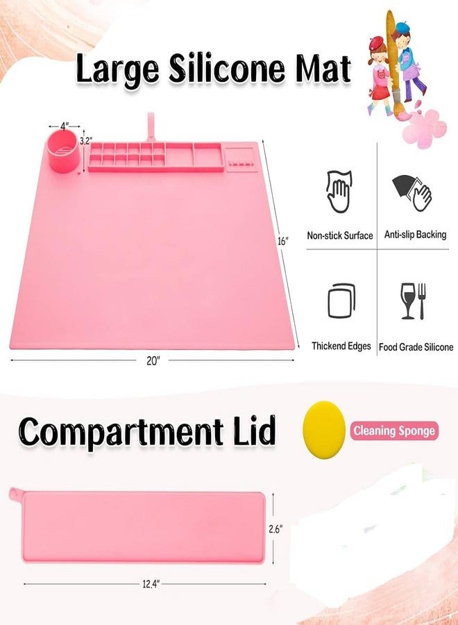 NEXT ANGLE STOREMART Silicone Painting Mat,Silicone Craft Mat with Cup and Lid,Silicone Art Mat,Non Stick Silicone Sheet for Kids Kit with Cleaning Cup and Color Mixing Plate - Image 2