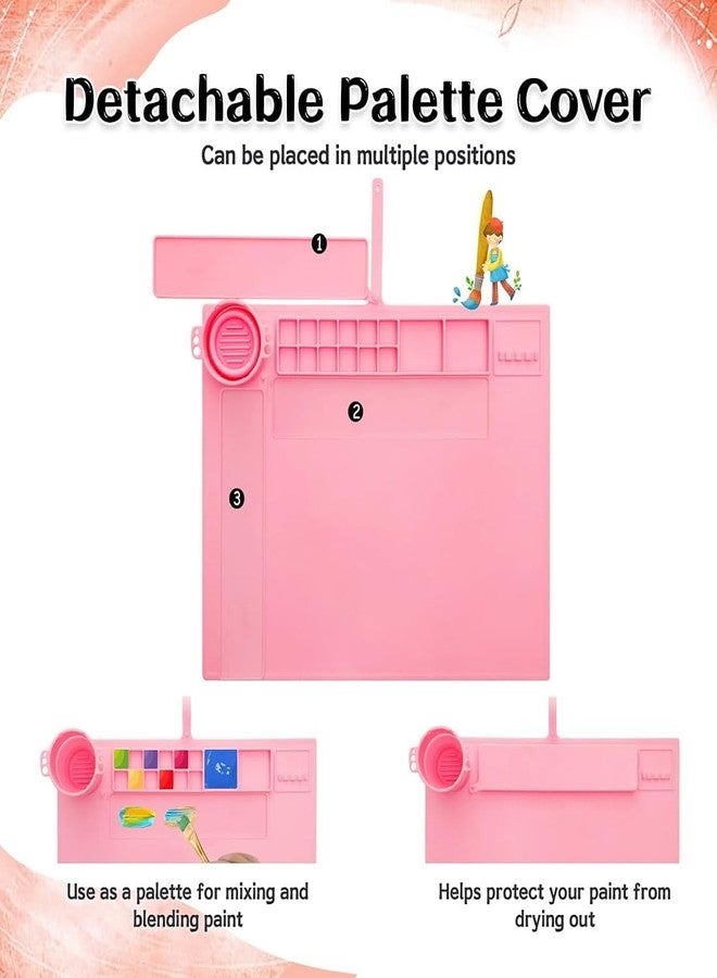 NEXT ANGLE STOREMART Silicone Painting Mat,Silicone Craft Mat with Cup and Lid,Silicone Art Mat,Non Stick Silicone Sheet for Kids Kit with Cleaning Cup and Color Mixing Plate - Image 4