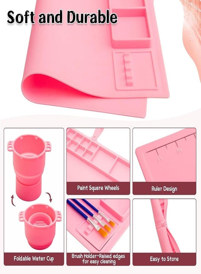 NEXT ANGLE STOREMART Silicone Painting Mat,Silicone Craft Mat with Cup and Lid,Silicone Art Mat,Non Stick Silicone Sheet for Kids Kit with Cleaning Cup and Color Mixing Plate - Image 3