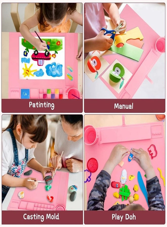 NEXT ANGLE STOREMART Silicone Painting Mat,Silicone Craft Mat with Cup and Lid,Silicone Art Mat,Non Stick Silicone Sheet for Kids Kit with Cleaning Cup and Color Mixing Plate - Image 5