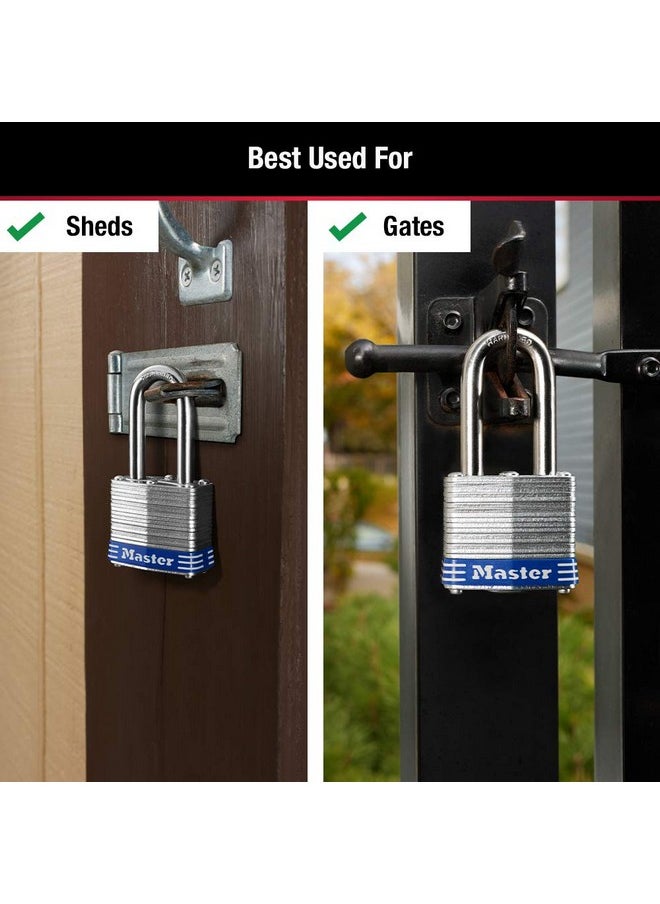Master Lock Master Lock Outdoor Padlocks, Lock Set with Keys, Keyed Alike Padlocks with Long Hardened Shackles that Resist Cutting for Gates, Sheds, Fences, 3 Pack, 3TRILF  - Image 3