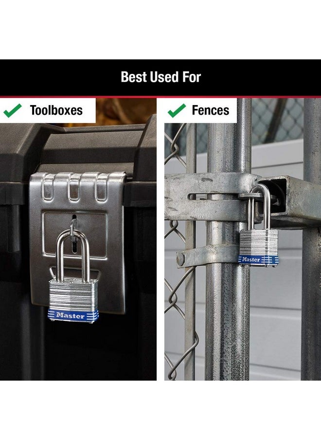 Master Lock Master Lock Outdoor Padlocks, Lock Set with Keys, Keyed Alike Padlocks with Long Hardened Shackles that Resist Cutting for Gates, Sheds, Fences, 3 Pack, 3TRILF  - Image 4