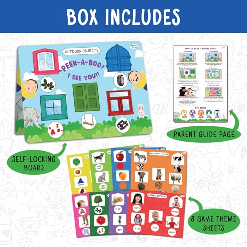 SparkLPlay Educational Toy for Toddlers Ages 1-3. Learning Activities with 8 Peek-A-Boo Games. Learn - Body Parts, Shapes, Animals, Colors, First Words - Image 4