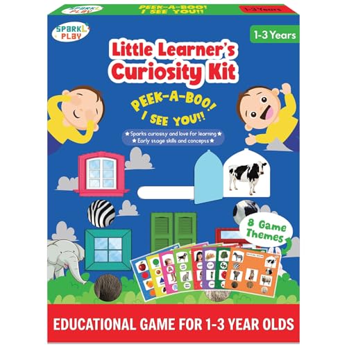 SparkLPlay Educational Toy for Toddlers Ages 1-3. Learning Activities with 8 Peek-A-Boo Games. Learn - Body Parts, Shapes, Animals, Colors, First Words - Image 1