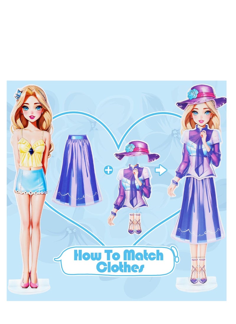 Magnetic Dress Up Dolls, Magnetic Princess Dress Up Paper Dolls Magnet Dress Up Games, Magnetic Dress Up Dolls for Girls Ages 4-7 Learning Created Imagine Set Birthday Gift (Amy) - Image 4
