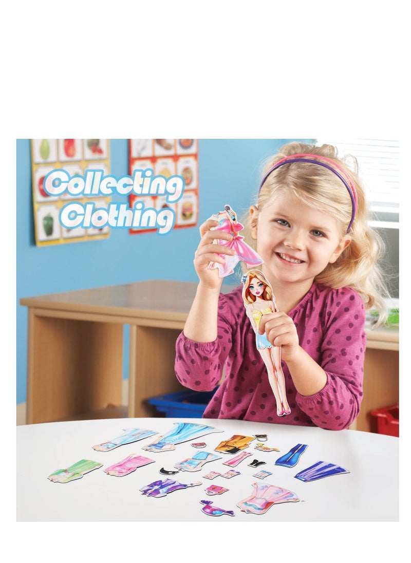 Magnetic Dress Up Dolls, Magnetic Princess Dress Up Paper Dolls Magnet Dress Up Games, Magnetic Dress Up Dolls for Girls Ages 4-7 Learning Created Imagine Set Birthday Gift (Amy) - Image 3