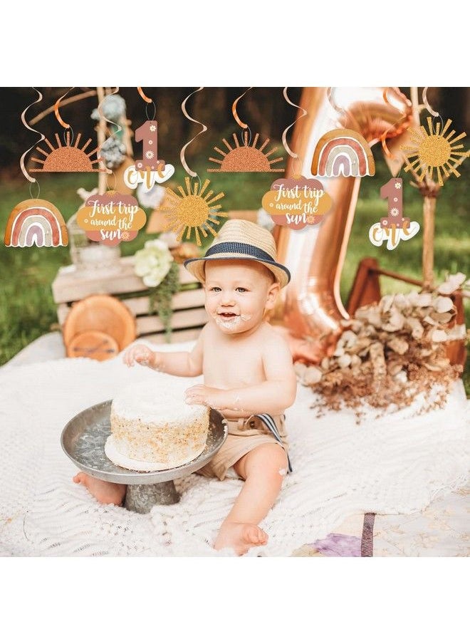 K KUMEED - First Trip Around The Sun Birthday Decorations 20Pcs Boho Sun 1St Birthday Ceiling Hanging Swirls Boho You Are My Sunshine Birthday Party Decorations For 1St Birthday Girl Boy - Image 1