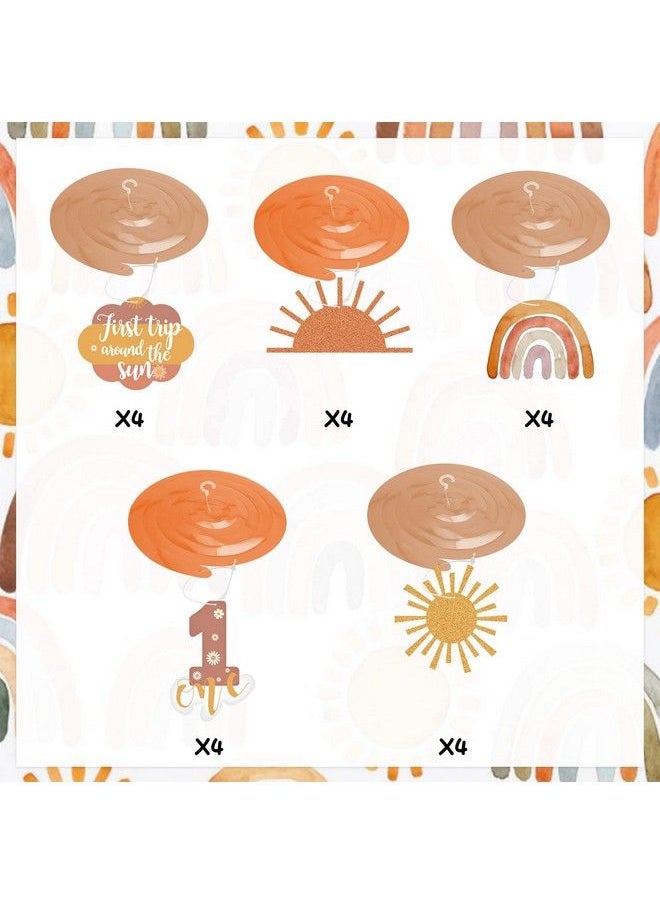 K KUMEED - First Trip Around The Sun Birthday Decorations 20Pcs Boho Sun 1St Birthday Ceiling Hanging Swirls Boho You Are My Sunshine Birthday Party Decorations For 1St Birthday Girl Boy - Image 1