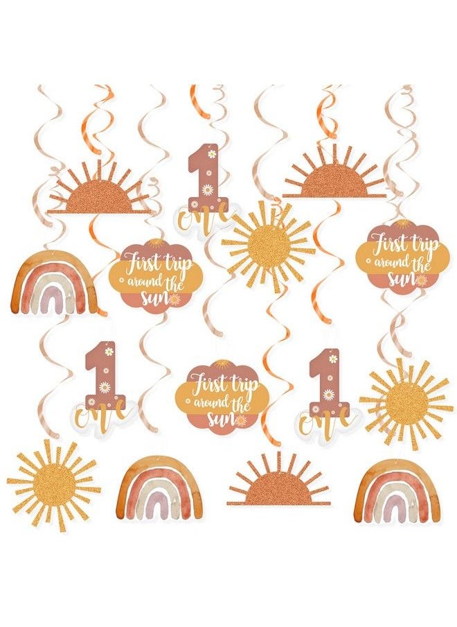 K KUMEED - First Trip Around The Sun Birthday Decorations 20Pcs Boho Sun 1St Birthday Ceiling Hanging Swirls Boho You Are My Sunshine Birthday Party Decorations For 1St Birthday Girl Boy - Image 1