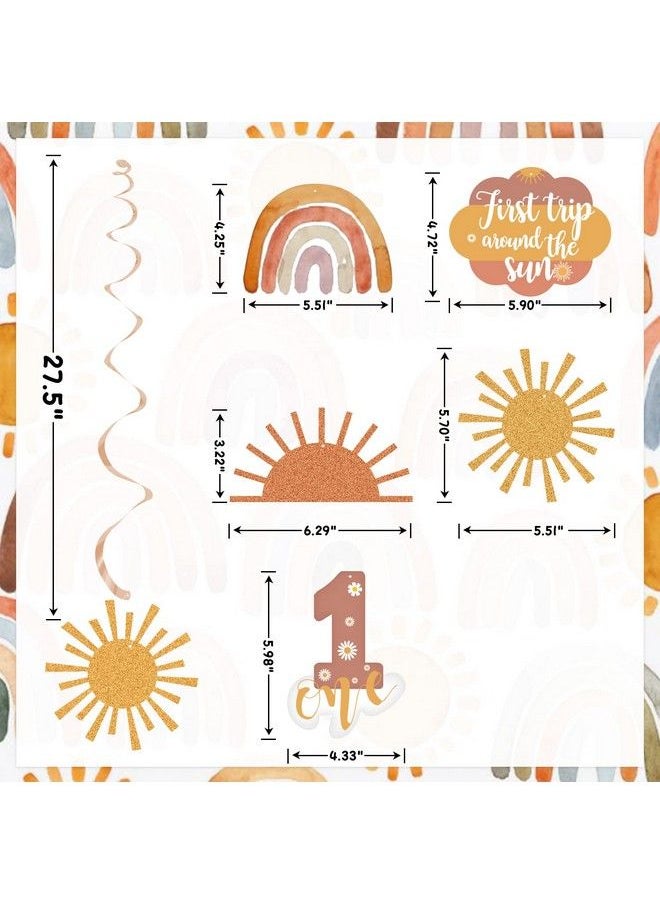 K KUMEED - First Trip Around The Sun Birthday Decorations 20Pcs Boho Sun 1St Birthday Ceiling Hanging Swirls Boho You Are My Sunshine Birthday Party Decorations For 1St Birthday Girl Boy - Image 1