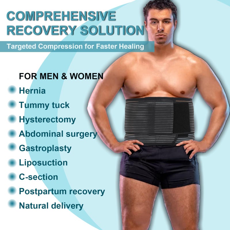 MAMODY Abdominal Binder Post Surgery Plus Size | Postpartum Belly Band Wrap | Post C Section Belly Binder | Stomach Compression Hernia Belt For Men or Women Hernia Surgery, Natural Birth, Abdominal Injuries,Hysterectomy (4XL) - Image 4