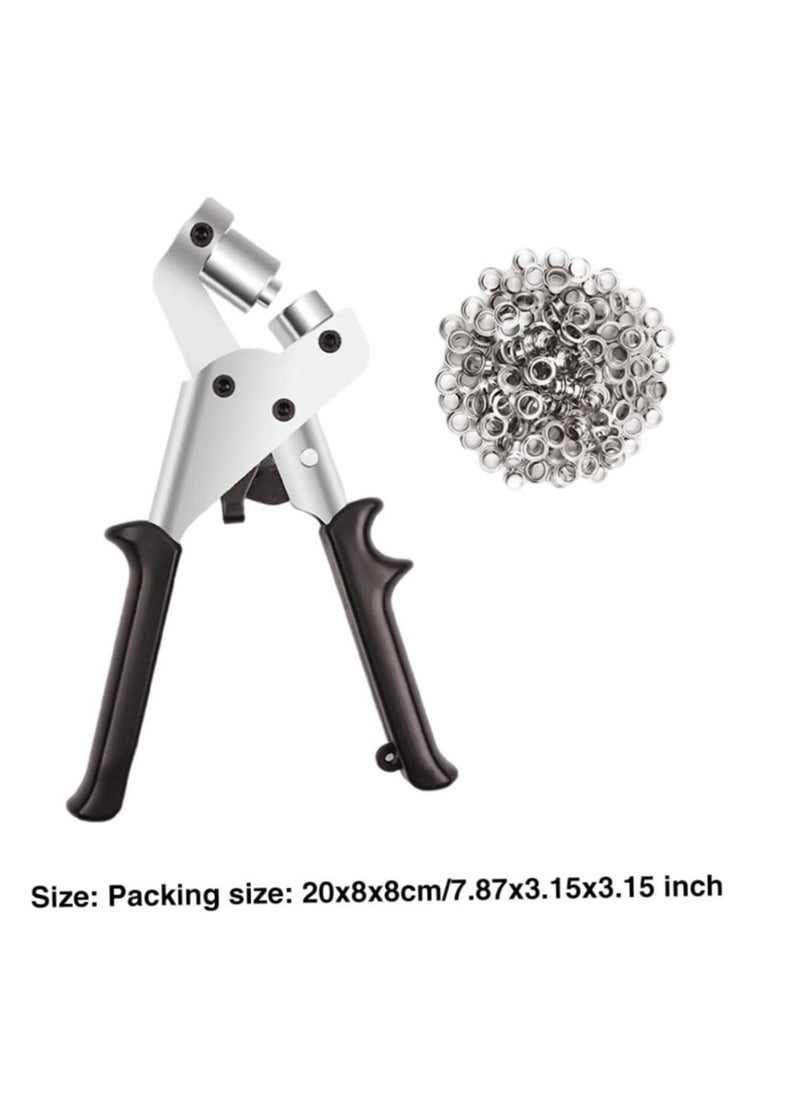 Y&D - Grommet Eyelet Pliers Kit Grommets Machine Tool with 100pcs 3/8 Inch 10mm Silver Handheld Punch Kits - Image 1