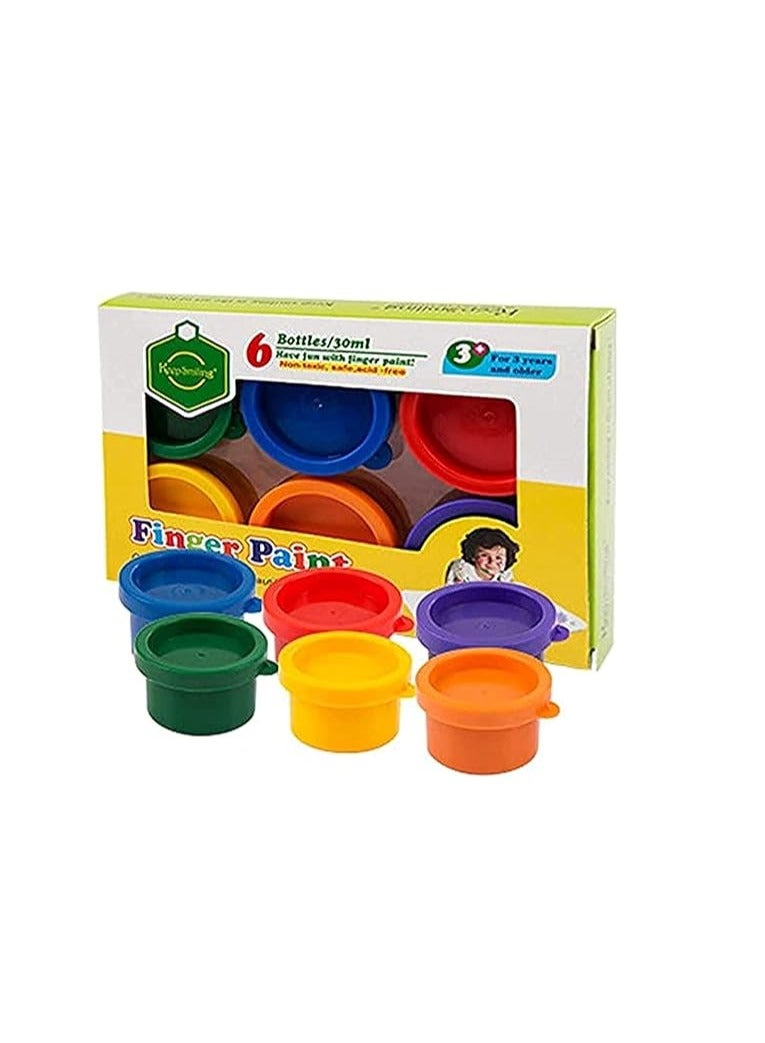 Keep Smiling 6 Color Non-toxic Washable Kids Finger Paints - Image 1