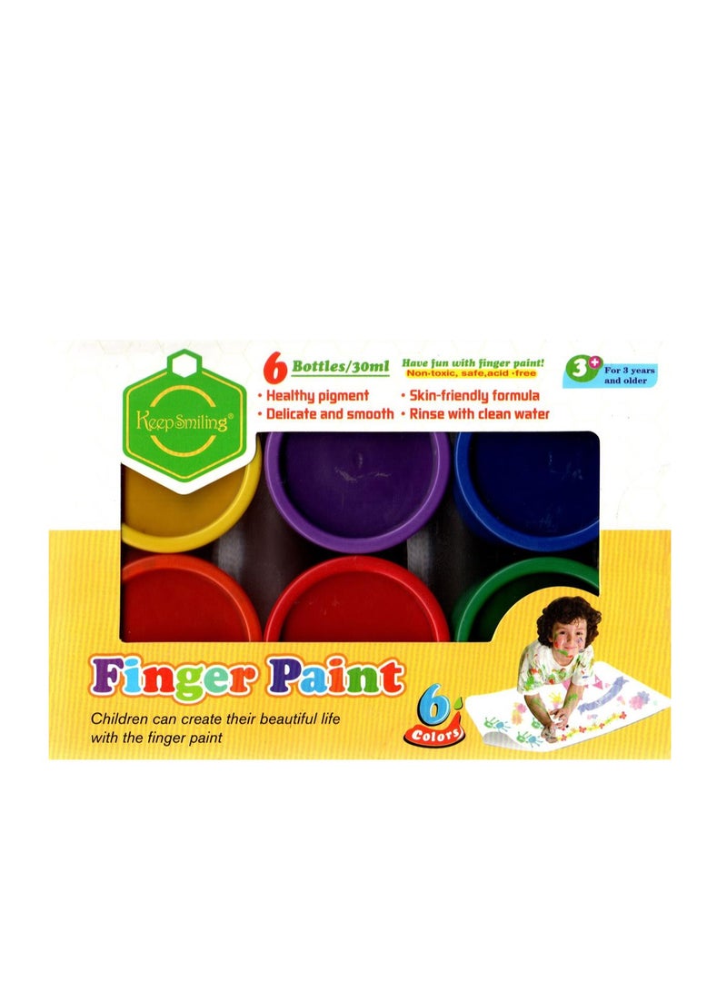Keep Smiling 6 Color Non-toxic Washable Kids Finger Paints - Image 2