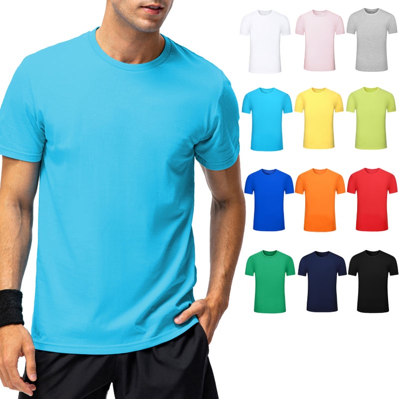 Men Women Short Sleeve T-Shirt O Neck Solid Cotton Shirts for Casual Sports Streets - Image 4