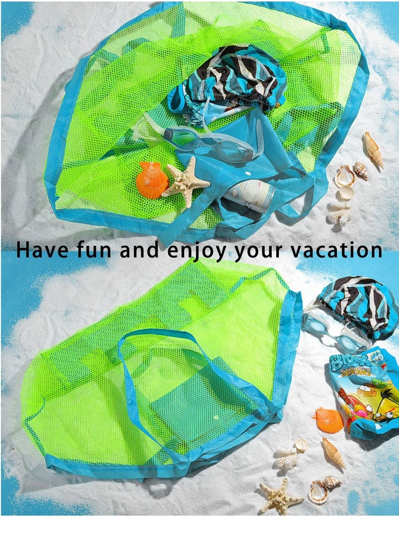 Generic Large Mesh Beach Tote Collapsible Mesh Beach Bag Can Holding Beach Toys Large Beach Bags for Market Grocery Picnic Tote  - Image 5