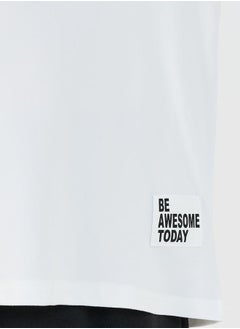 Styli Slogan Print T-Shirt with Patch Work Detail & Crago Pants Co-Ords  - Image 3
