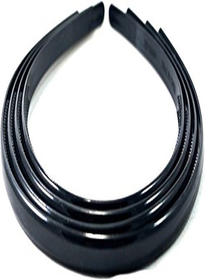 Fok Set Of 3 Black Metal Wavvy Zigzag Hairbands & 3 Black Plain Plastic Hairbands (8 mm) - Image 3
