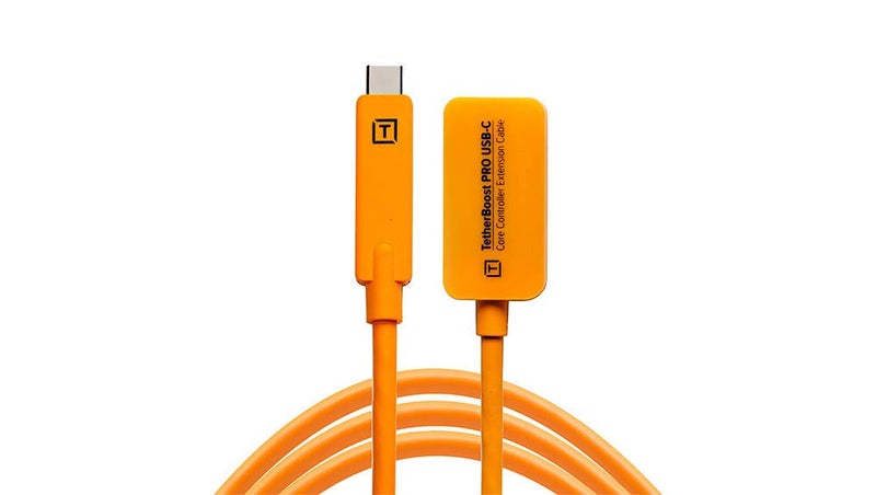 Tether Tools Pro USB-C Core Controller Extension Cable Charging Adapter (High-Visibility Orange),31 Feet - Image 1