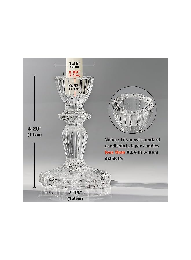 The Bros Glass Candlestick Holders Set 6PCS, Clear Taper Candle Holders Bulk, Crystal Tall Candle Holder for DIY Wedding, Festival, Party, Table Decor - Image 3