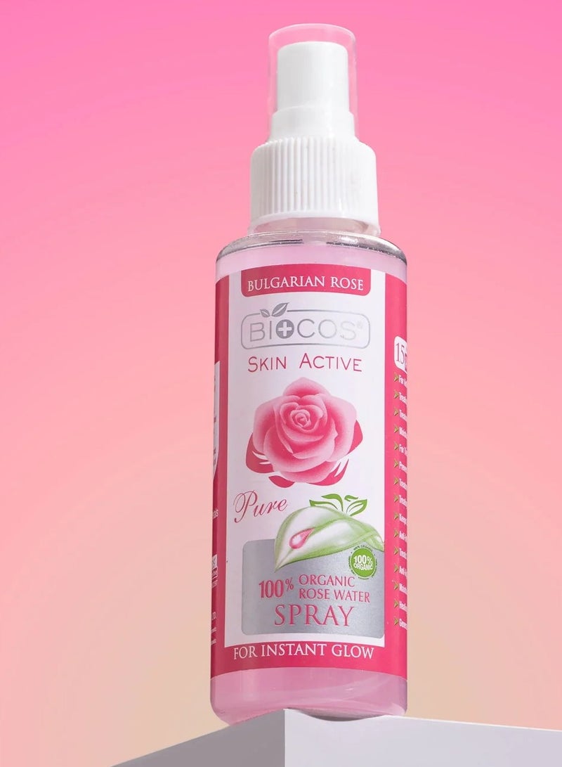 بيوكوس Organic Rose Water Spray – Hydrating Facial Toner - Natural PH Balance, Reduces Redness, Tightens Pores, Revitalizes & Soothes Sensitive Skin - 120ml - Image 2
