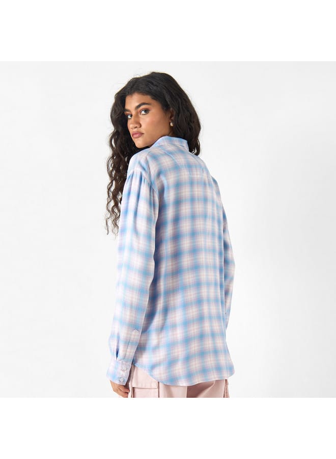 Lee Cooper Lee Cooper Checked Shirt with Roll-Up Sleeves and Pocket - Image 3