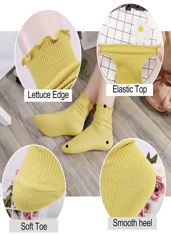 Lovful 5 Pack Ruffle Socks Women, Cute Crew Cotton Socks, Slouchy Boot Frilly Novelty Socks, Purple - Image 5