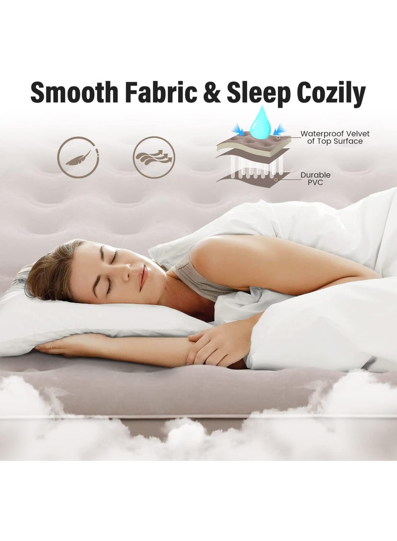 Manful Inflatable Mattress with Pump Portable Outdoor Air Mattress Foldable Single Thickened Flocking Mattress for Outdoor and Home - Image 4