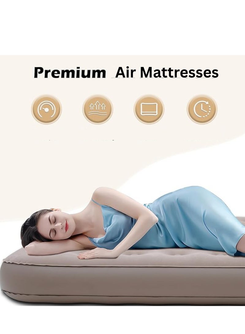 Manful Inflatable Mattress with Pump Portable Outdoor Air Mattress Foldable Single Thickened Flocking Mattress for Outdoor and Home - Image 3