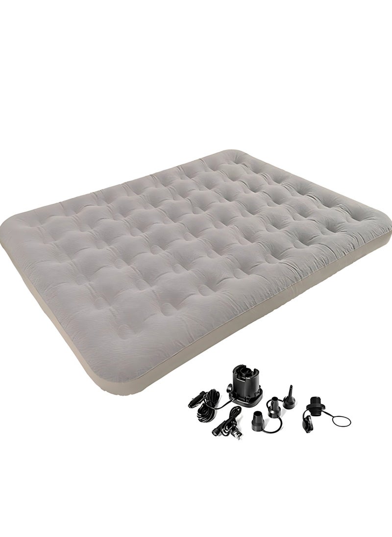 Manful Inflatable Mattress with Pump Portable Outdoor Air Mattress Foldable Single Thickened Flocking Mattress for Outdoor and Home  - Image 1