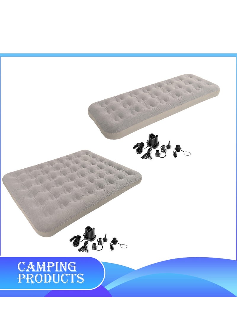 Manful Inflatable Mattress with Pump Portable Outdoor Air Mattress Foldable Single Thickened Flocking Mattress for Outdoor and Home  - Image 3