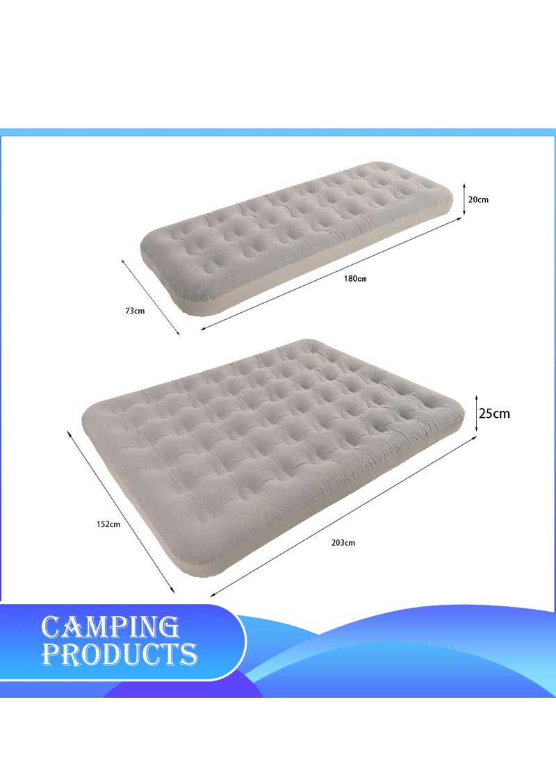 Manful Inflatable Mattress with Pump Portable Outdoor Air Mattress Foldable Single Thickened Flocking Mattress for Outdoor and Home  - Image 2