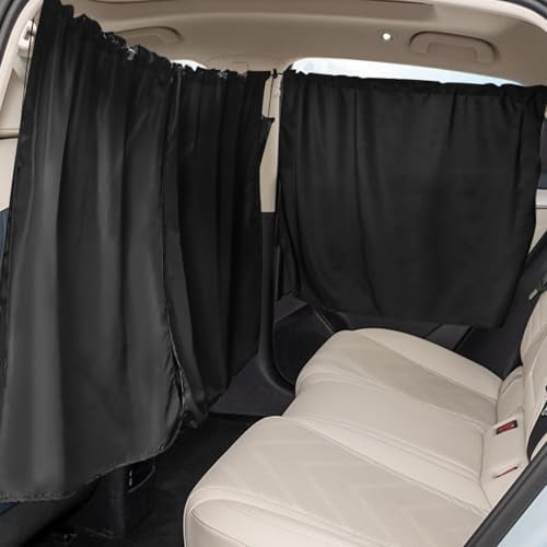 Ongfuwu 3PCS Car Window Shades Car Privacy Curtains 1 Rear Seat Divider Curtain 2 Rear Side Window Shades for Heat UV Rays Auto Privacy Window Cover for Baby Travel Camping Nap Sleeping - Image 1