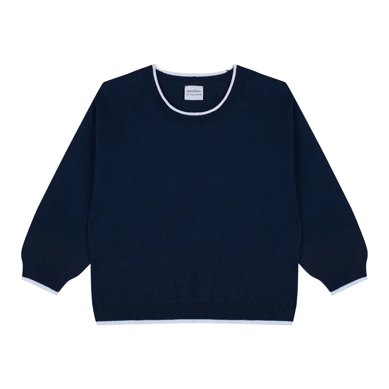 Antebies White Contrast Knit Set
