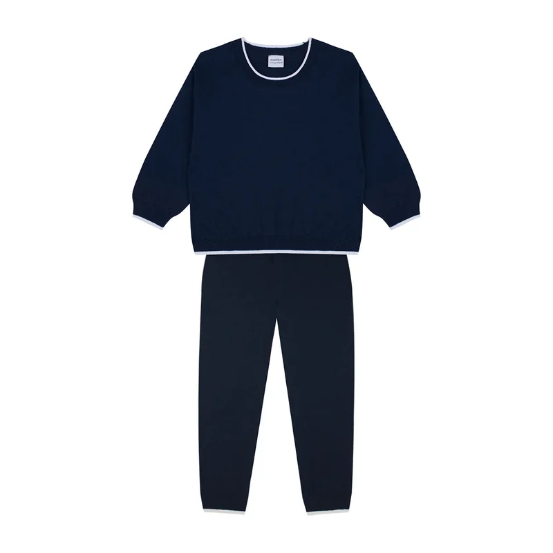 Antebies White Contrast Knit Set