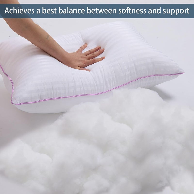 VAINOC Pillows Queen Size Set of 4,Breathable Hotel Collection Bed Pillows for Side Back Stomach Sleepers，Machine Washable Supportive Soft Down Alternative Microfiber Filled - Image 2