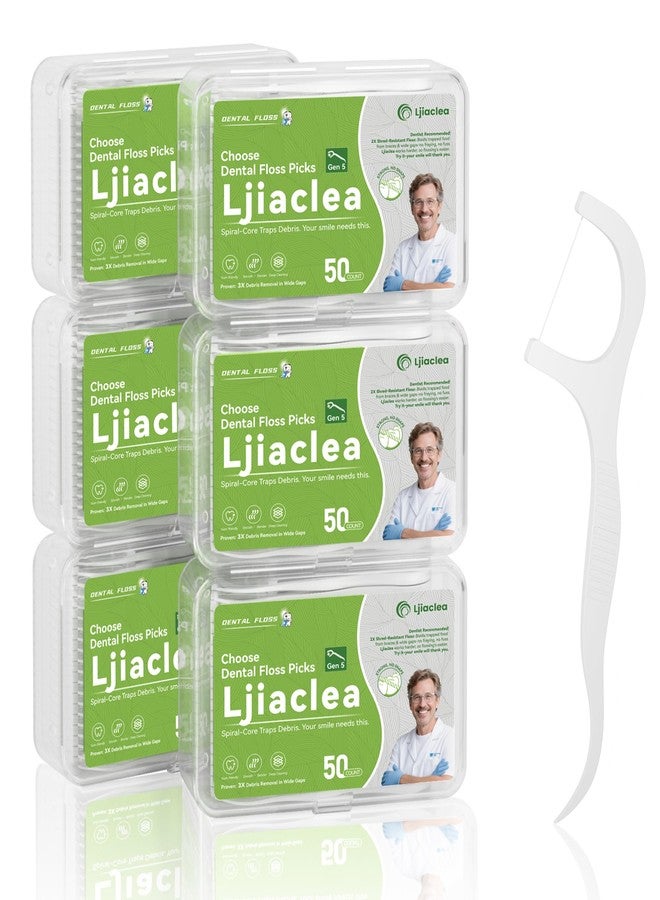 LJIACLEA Floss Picks 300 Count Dental Floss Sticks Gen 5 Bulk Tooth Picks Flossers with Travel Case Toothpicks for Family Restaurant Adults Teeth Cleaning - Image 1