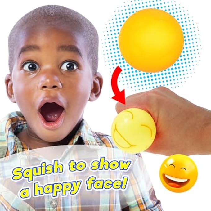 Ja-Ru Squish Attack Ball (1 Unit Assorted) Squooshy Sphere with 6 Different Smiley Faces. Fidget Squishy Toy for Kids, Teen, & Adult. Soft Stress Therapy, Squish and Stretch Party Favor. 5606-1 - Image 2