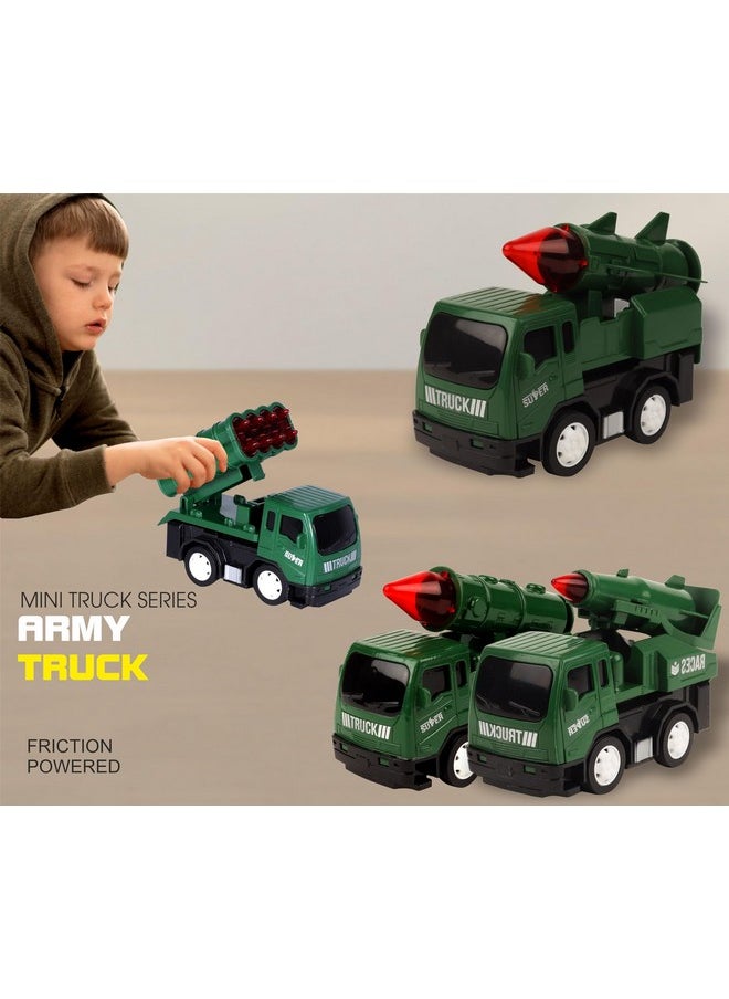 Toy Zone TOYZONE Friction Powered Mini Truck Series | Made in India | Friction Powered Toy | Unbreakable City Service Truck | Pull Back | Push & Go Crawling Toys (Varuna Missile Launcher Truck)  - Image 2
