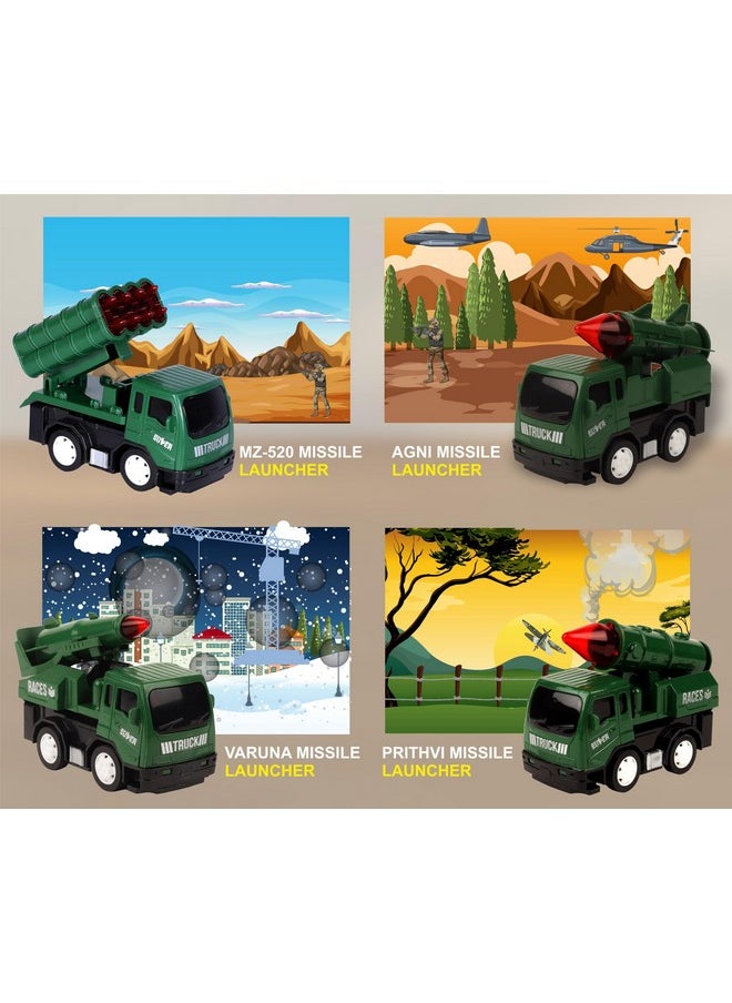Toy Zone TOYZONE Friction Powered Mini Truck Series | Made in India | Friction Powered Toy | Unbreakable City Service Truck | Pull Back | Push & Go Crawling Toys (Varuna Missile Launcher Truck)  - Image 3