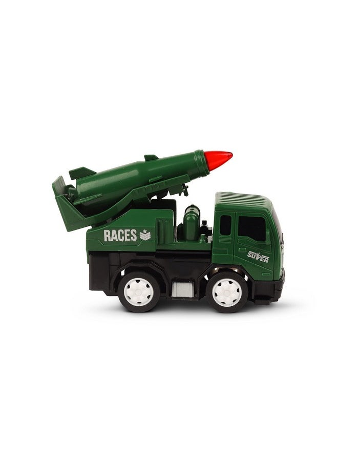 Toy Zone TOYZONE Friction Powered Mini Truck Series | Made in India | Friction Powered Toy | Unbreakable City Service Truck | Pull Back | Push & Go Crawling Toys (Varuna Missile Launcher Truck)  - Image 1