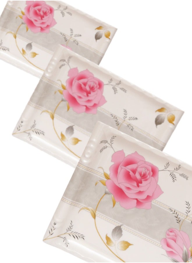 A TO Z Floral Melamine Serving Tray Set – 3 Pcs, Premium Quality, Scratch Resistant & Unbreakable, BPA-Free, 33x38x44.5 cm, Design 201 | Dishwasher Safe, Ideal for Daily Use & Parties  - Image 3