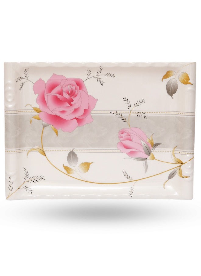 A TO Z Floral Melamine Serving Tray Set – 3 Pcs, Premium Quality, Scratch Resistant & Unbreakable, BPA-Free, 33x38x44.5 cm, Design 201 | Dishwasher Safe, Ideal for Daily Use & Parties  - Image 5