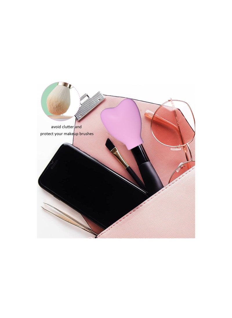 SYOSI - Reusable Makeup Brush Protector Cap, Heart Makeup Brush Cover for Travel, Purple Pink Dust-Proof Silicone Make Up Brush Cover Holder, for Travel, Dustproof Brush Protector for Makeup Lovers(6 Pcs ) - Image 1
