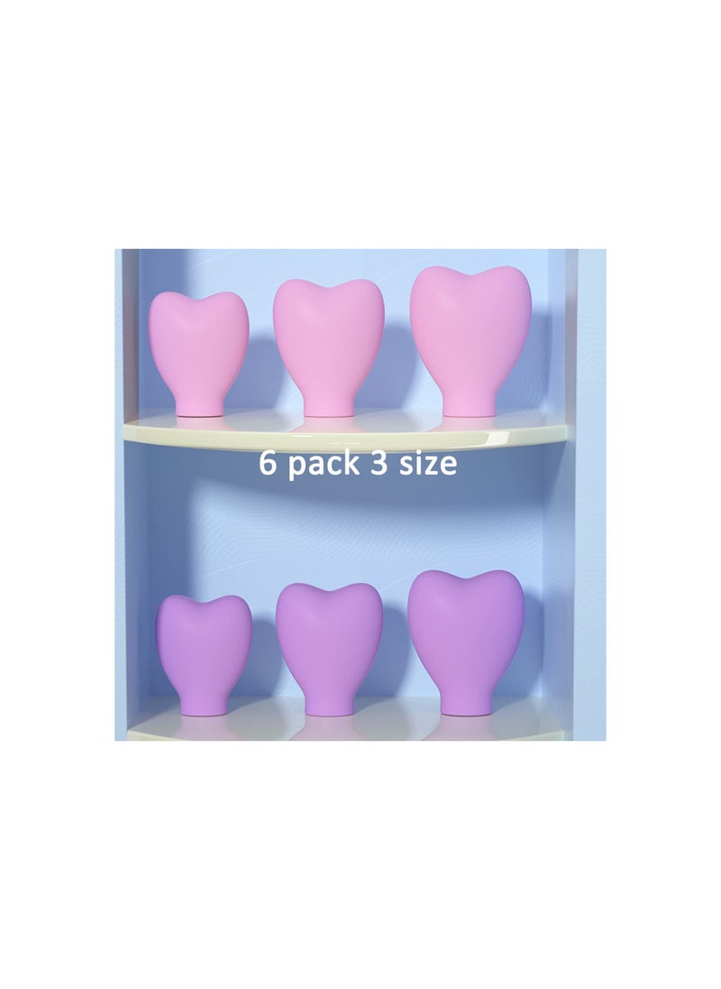 SYOSI - Reusable Makeup Brush Protector Cap, Heart Makeup Brush Cover for Travel, Purple Pink Dust-Proof Silicone Make Up Brush Cover Holder, for Travel, Dustproof Brush Protector for Makeup Lovers(6 Pcs ) - Image 1