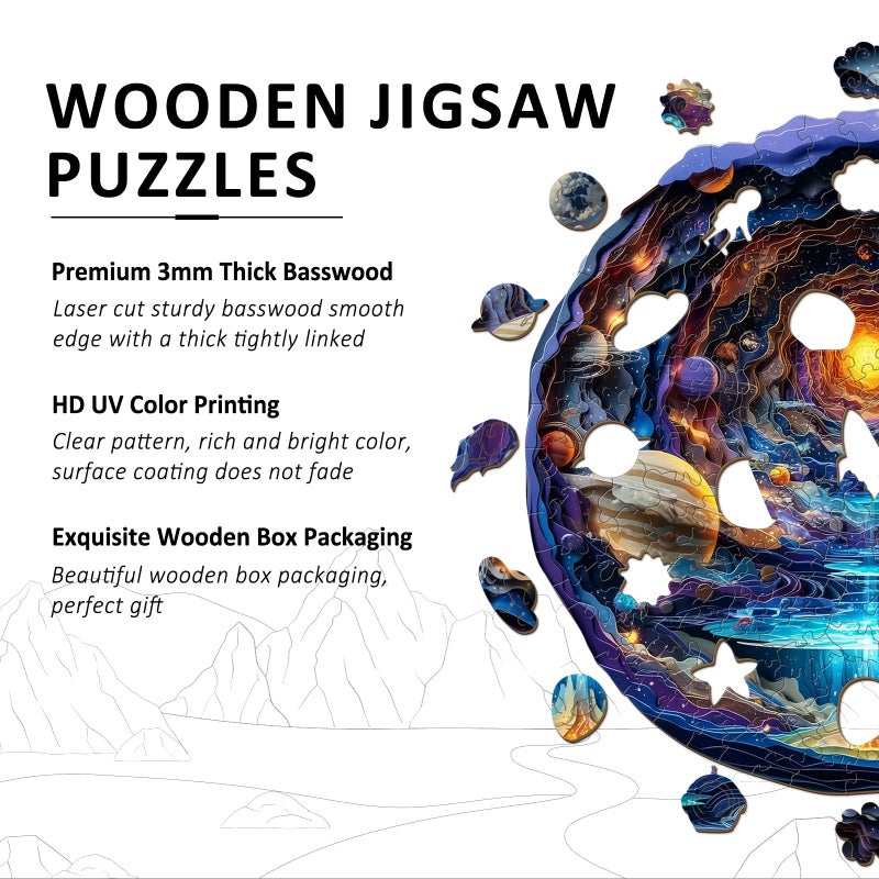 Aeekdook Wooden Puzzles For Adults - Colorful Space Wood Puzzles Adult - Unique Animal Shape Wooden Jigsaw Puzzles For Adults - Ebirthday Gifts For Puzzle Lovers  Family (8.5 * 8.5In) - Image 5