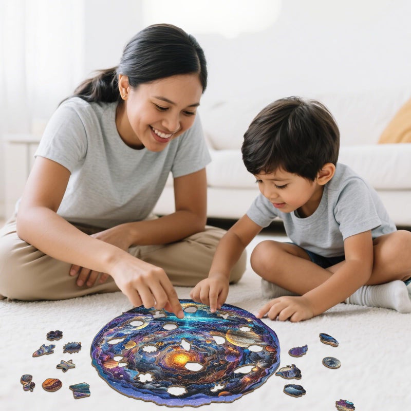 Aeekdook Wooden Puzzles For Adults - Colorful Space Wood Puzzles Adult - Unique Animal Shape Wooden Jigsaw Puzzles For Adults - Ebirthday Gifts For Puzzle Lovers  Family (8.5 * 8.5In) - Image 3