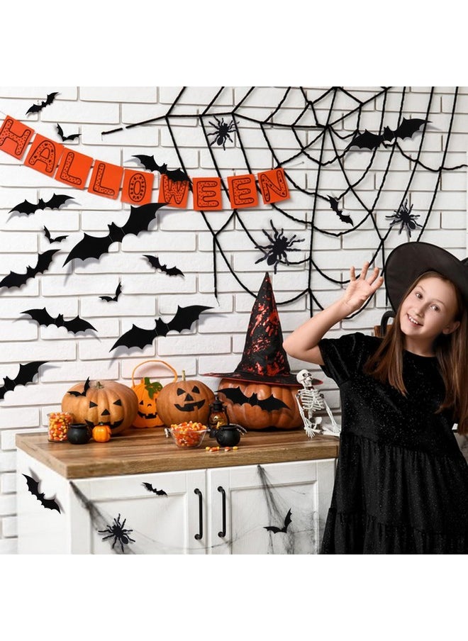 MagicSky - Bat Halloween Decorations: Magicsky 3D Pvc Stickers Bat Wall Decor, Diy Black Window Party Home Room Décor Supplies, 140 Bats And 10 Spiders With Foam Tape - Image 1