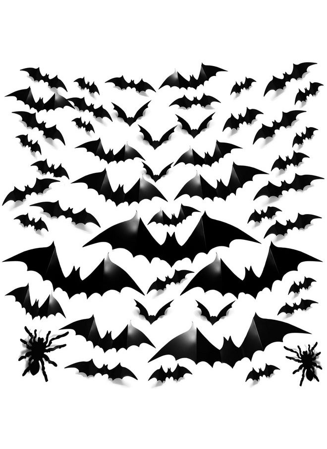 MagicSky - Bat Halloween Decorations: Magicsky 3D Pvc Stickers Bat Wall Decor, Diy Black Window Party Home Room Décor Supplies, 140 Bats And 10 Spiders With Foam Tape - Image 1