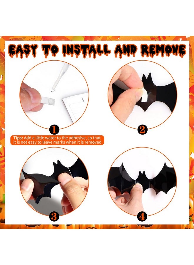 MagicSky - Bat Halloween Decorations: Magicsky 3D Pvc Stickers Bat Wall Decor, Diy Black Window Party Home Room Décor Supplies, 140 Bats And 10 Spiders With Foam Tape - Image 1